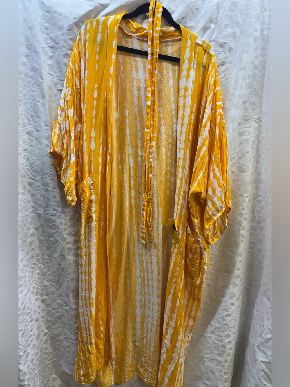Umba Brand -Yellow & White Tie-Dye Long Duster Kimono